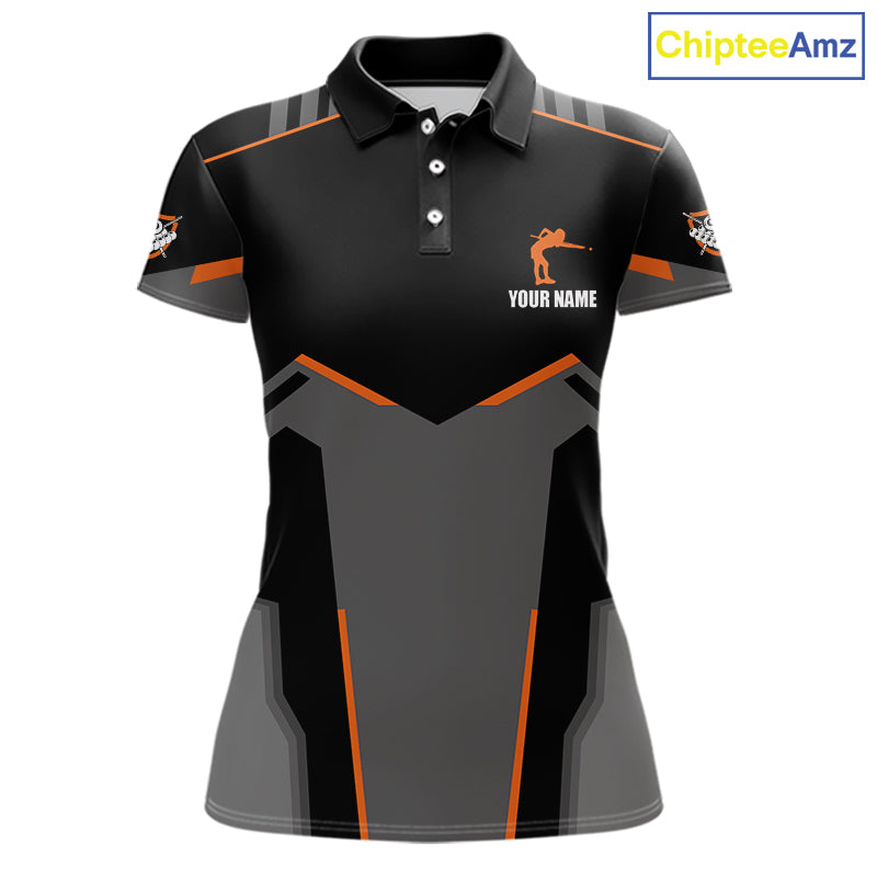 8 Ball Billiard Jerseys For Women Custom Polo & Quarter-Zip Billiard Shirts, Pool Team Shirt|Orange TDM5881