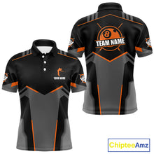 Load image into Gallery viewer, 8 Ball Billiard Jerseys For Men Custom Polo &amp; Quarter-Zip Billiard Shirts, Pool Team Shirt|Orange TDM5881