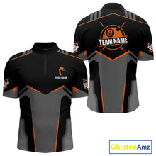 Load image into Gallery viewer, 8 Ball Billiard Jerseys For Men Custom Polo &amp; Quarter-Zip Billiard Shirts, Pool Team Shirt|Orange TDM5881