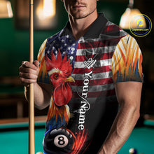 Load image into Gallery viewer, American Flag Smoke Rooster Billiard Shirt For Men Custom 8 Ball Pool Team Jersey Polo &amp; 1/4 Zip TDM5883
