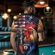 Load image into Gallery viewer, American Flag Smoke Rooster Billiard Shirt For Men Custom 8 Ball Pool Team Jersey Polo &amp; 1/4 Zip TDM5883