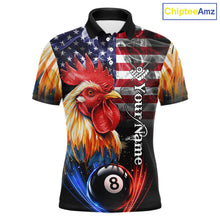 Load image into Gallery viewer, American Flag Smoke Rooster Billiard Shirt For Men Custom 8 Ball Pool Team Jersey Polo &amp; 1/4 Zip TDM5883