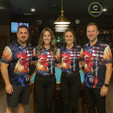 Load image into Gallery viewer, American Flag Smoke Rooster Billiard Shirt For Men Custom 8 Ball Pool Team Jersey Polo &amp; 1/4 Zip TDM5883