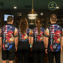 Load image into Gallery viewer, American Flag Smoke Rooster Billiard Shirt For Men Custom 8 Ball Pool Team Jersey Polo &amp; 1/4 Zip TDM5883