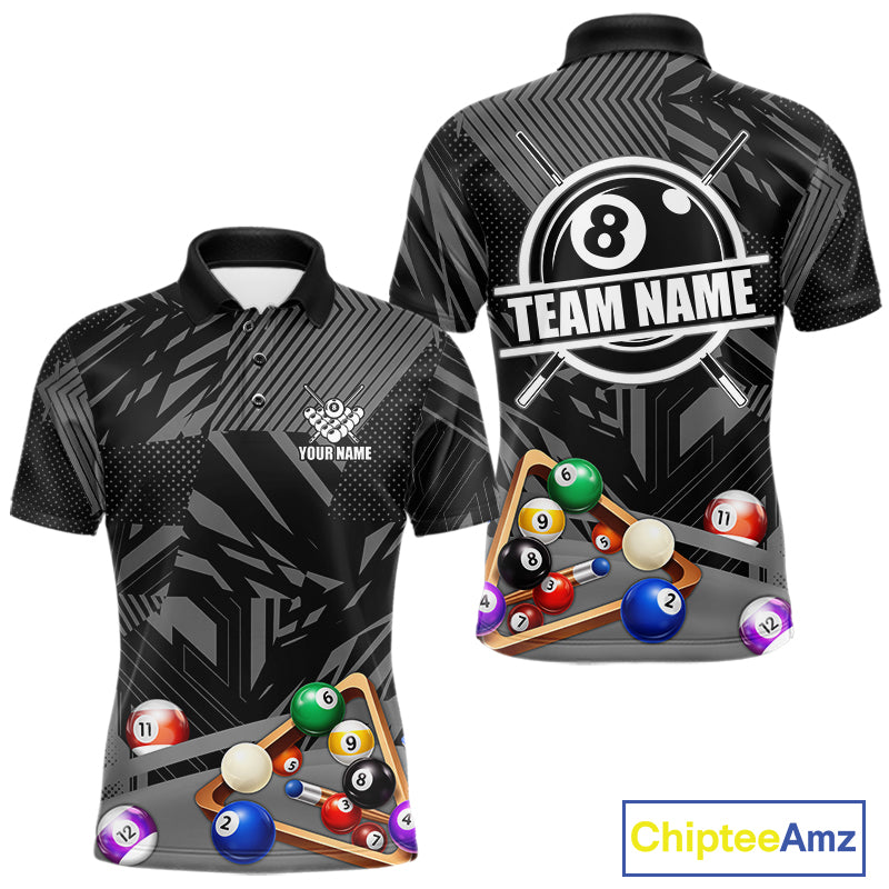 Black 8 Ball Billiard Shirt For Men Custom Billiard Tournament Pool Team Jersey Polo & 1/4 Zip TDM6023