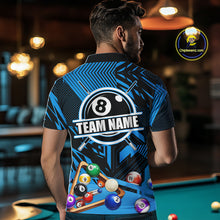 Load image into Gallery viewer, Blue 8 Ball Billiard Shirt For Men Custom Billiard Tournament Pool Team Jersey Polo &amp; 1/4 Zip TDM6024