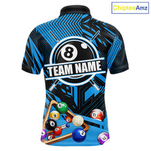 Load image into Gallery viewer, Blue 8 Ball Billiard Shirt For Men Custom Billiard Tournament Pool Team Jersey Polo &amp; 1/4 Zip TDM6024