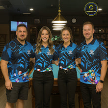 Load image into Gallery viewer, Blue 8 Ball Billiard Shirt For Men Custom Billiard Tournament Pool Team Jersey Polo &amp; 1/4 Zip TDM6024