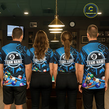Load image into Gallery viewer, Blue 8 Ball Billiard Shirt For Men Custom Billiard Tournament Pool Team Jersey Polo &amp; 1/4 Zip TDM6024