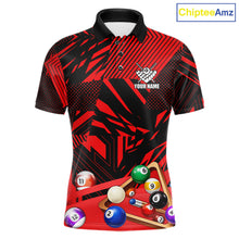Load image into Gallery viewer, Red 8 Ball Billiard Shirt For Men Custom Billiard Tournament Pool Team Jersey Polo &amp; 1/4 Zip TDM6025