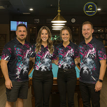 Load image into Gallery viewer, Custom Pink And Teal Camo 8 Ball Smoke Billiard Shirt For Men, Pool Team Jersey Polo &amp; 1/4 Zip TDM6033