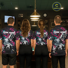 Load image into Gallery viewer, Custom Pink And Teal Camo 8 Ball Smoke Billiard Shirt For Men, Pool Team Jersey Polo &amp; 1/4 Zip TDM6033