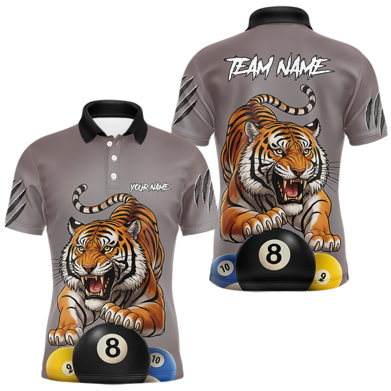 Personalized Funny Tiger 8 Ball, 9 Ball & 10 Ball Billiard Shirt For Men Custom Pool Team Jersey TDM4972