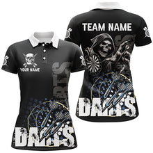 Load image into Gallery viewer, Custom Black White Death Skeleton Grunge Dart Shirts For Women, Scary Dart Team Jerseys Uniform TDM2952