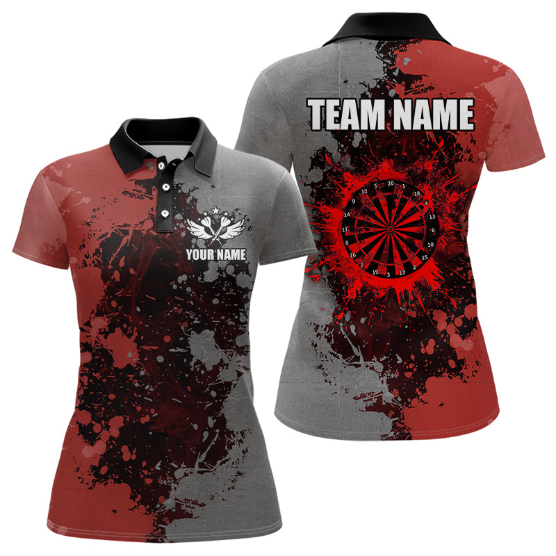 Personalized Darts Paint Red And Grey Dart Shirts For Women Custom Grunge Dart Team Jerseys TDM3178