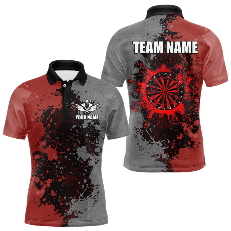 Personalized Darts Paint Red And Grey Dart Shirts For Men Custom Grunge Dart Team Jerseys TDM3178