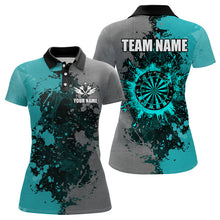 Load image into Gallery viewer, Personalized Darts Paint Turquoise And Grey Dart Shirts For Women Custom Grunge Dart Team Jerseys TDM3179