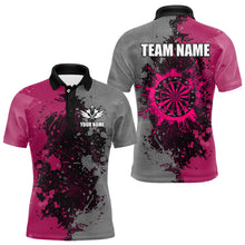 Load image into Gallery viewer, Personalized Darts Paint Pink And Grey Dart Shirts For Men Custom Grunge Dart Team Jerseys TDM3180