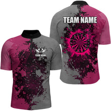 Load image into Gallery viewer, Personalized Darts Paint Pink And Grey Dart Shirts For Men Custom Grunge Dart Team Jerseys TDM3180