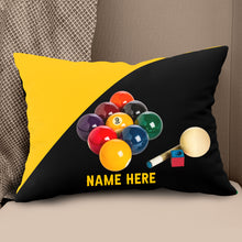 Load image into Gallery viewer, Custom Yellow Black Billiard Balls Pillow, Personalized Billiard Pillows TDM0883