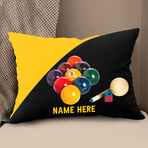 Custom Yellow Black Billiard Balls Pillow, Personalized Billiard Pillows TDM0883