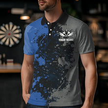 Load image into Gallery viewer, Personalized Darts Paint Blue And Grey Dart Shirts For Men Custom Grunge Dart Team Jerseys TDM3396
