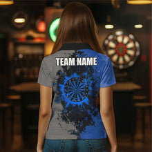 Load image into Gallery viewer, Personalized Darts Paint Blue And Grey Dart Shirts For Women Custom Grunge Dart Team Jerseys TDM3396