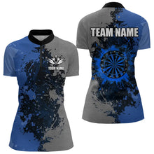 Load image into Gallery viewer, Personalized Darts Paint Blue And Grey Dart Shirts For Women Custom Grunge Dart Team Jerseys TDM3396