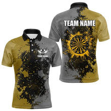 Load image into Gallery viewer, Personalized Darts Paint Yellow And Grey Dart Shirts For Men Custom Grunge Dart Team Jerseys TDM3397