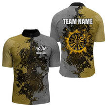 Load image into Gallery viewer, Personalized Darts Paint Yellow And Grey Dart Shirts For Men Custom Grunge Dart Team Jerseys TDM3397