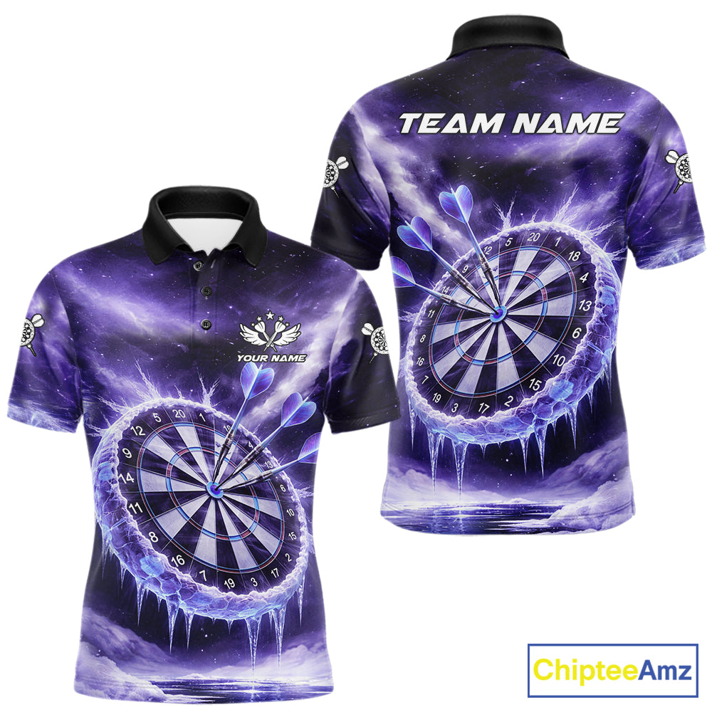 Personalized Purple Dartboard Icy Darts Shirt For Men Custom Darts Jersey Team Polo & 1/4 Zip TDM5681