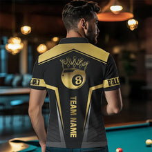 Load image into Gallery viewer, Customized 8 Ball Pool Crown Men Billiard Shirts, Gold And Black Billiard Team Shirts Pool Jerseys TDM3689