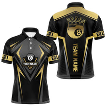 Load image into Gallery viewer, Customized 8 Ball Pool Crown Men Billiard Shirts, Gold And Black Billiard Team Shirts Pool Jerseys TDM3689