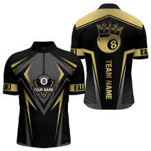 Load image into Gallery viewer, Customized 8 Ball Pool Crown Men Billiard Shirts, Gold And Black Billiard Team Shirts Pool Jerseys TDM3689