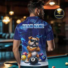 Load image into Gallery viewer, Funny Bulldog Pool Balls Billiard Shirt For Men Custom Billiard Team Jersey Polo &amp; 1/4 Zip |Blue TDM6041