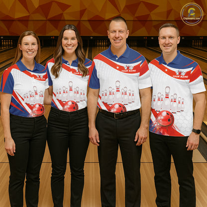 Personalized Bowling Polo & 1/4 Zip For Women Custom Bowling Tournament Team Jersey TDM6296