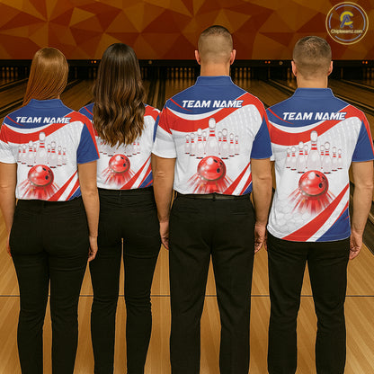 Personalized Bowling Polo & 1/4 Zip For Women Custom Bowling Tournament Team Jersey TDM6296
