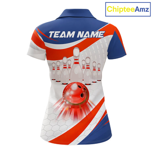 Personalized Bowling Polo & 1/4 Zip For Women Custom Bowling Tournament Team Jersey TDM6296