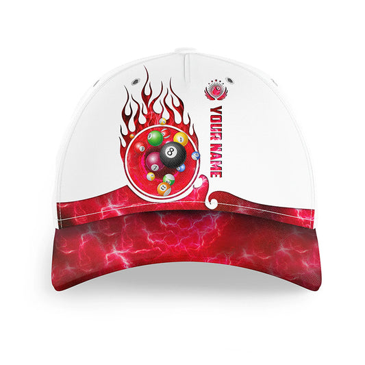 Personalized Billiard Balls Fire Hats For Pool Player Custom 3D Printed Billiard Baseball Cap |Red TDM1591