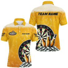 Load image into Gallery viewer, Personalized Yellow Darts And Beer Polo &amp; Quarter-Zip Shirts For Men Custom Drinking Darts Shirts TDM1982