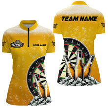 Load image into Gallery viewer, Personalized Yellow Darts And Beer Polo &amp; Quarter-Zip Shirts For Women Custom Drinking Darts Shirts TDM1982