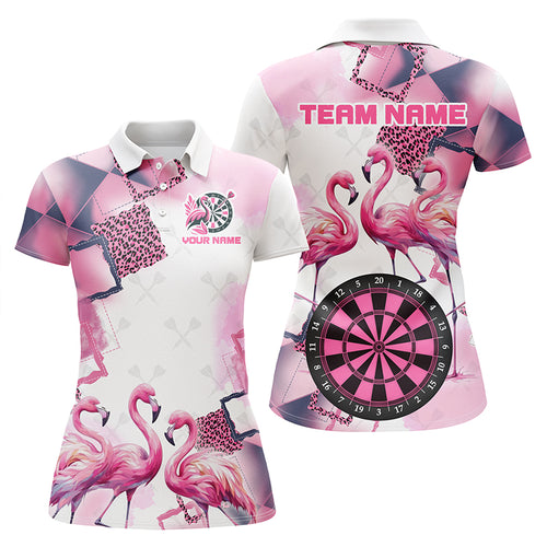 Pink Argyle Flamingo Custom Name Darts Shirts For Women, Darts Jerseys, Unique Darts Gift Apparel TDM2186