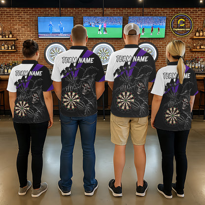 Personalized Grim Reaper Chain Darts Shirts For Women Custom Skull Darts League Team Jersey | Purple TDM7185