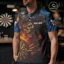 Load image into Gallery viewer, Personalized Pirate Fire Flame Darts Shirt For Men Custom Skull Darts Jersey Team Polo &amp; 1/4 Zip TDM4973