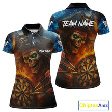 Load image into Gallery viewer, Personalized Pirate Fire Flame Darts Shirt For Women Custom Skull Darts Jersey Team Polo &amp; 1/4 Zip TDM4973