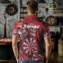 Load image into Gallery viewer, Red Funny Skull Lightning Darts Shirt For Men Custom Darts Team Jersey Polo &amp; Quarter Zip TDM4981