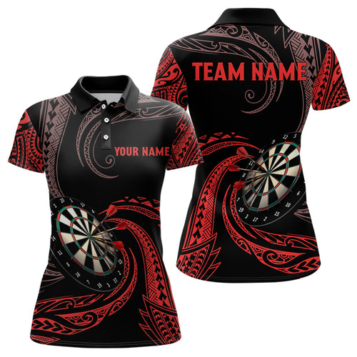 Personalized Red Tribal Darts Polo & Quarter Zip Shirts Custom Women Darts Shirts Dart Jerseys TDM3185