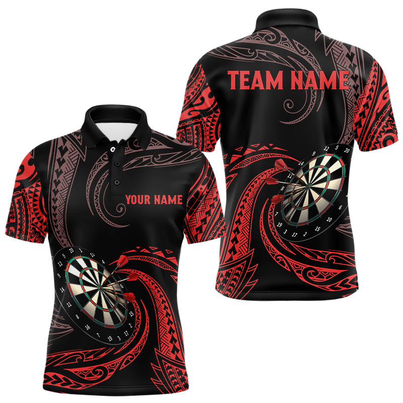 Personalized Red Tribal Darts Polo & Quarter Zip Shirts Custom Men Darts Shirts Dart Jerseys TDM3185
