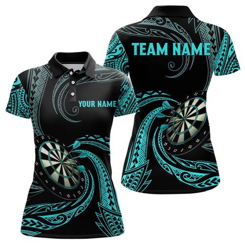 Turquoise Tribal Darts Polo & Quarter Zip Shirts Custom Women Darts Shirts Dart Jerseys TDM3186