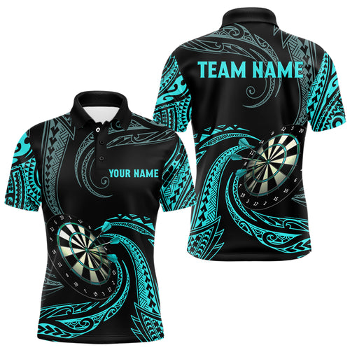 Turquoise Tribal Darts Polo & Quarter Zip Shirts Custom Men Darts Shirts Dart Jerseys TDM3186